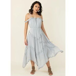 Joyfolie Boho Jo Midi Dress in Morning Fog (NWT)